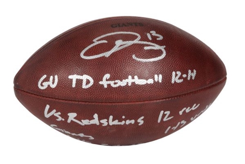 2014 Odell Beckham Jr Touchdown Caught and Signed/Inscribed Football From December 14th vs Redskins (Beckham LOA)